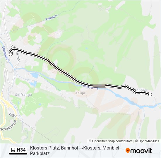 N34 Bus Line Map