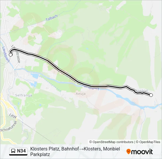 N34 Bus Line Map