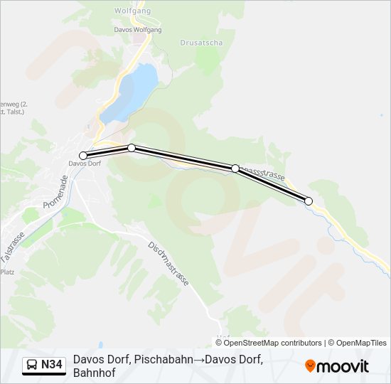 N34 Bus Line Map