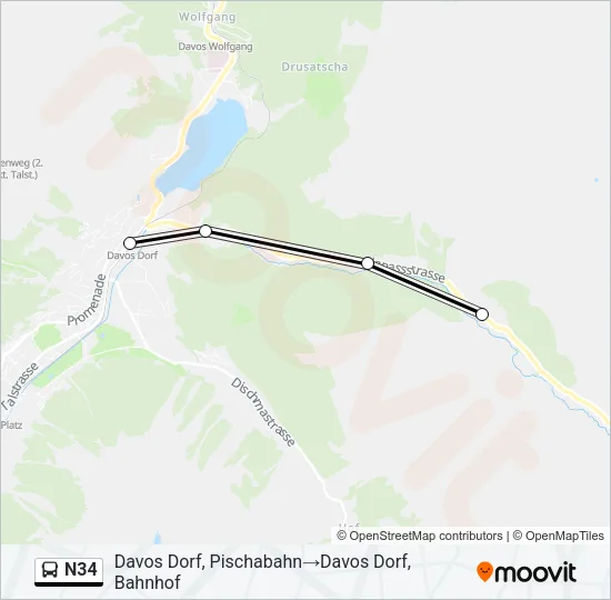N34 Bus Line Map