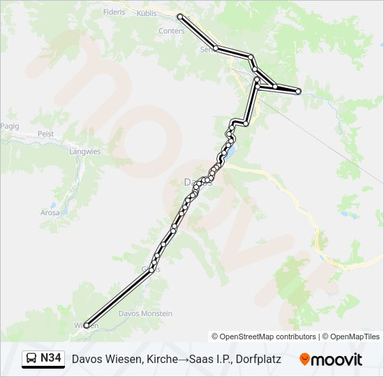 N34 Bus Line Map