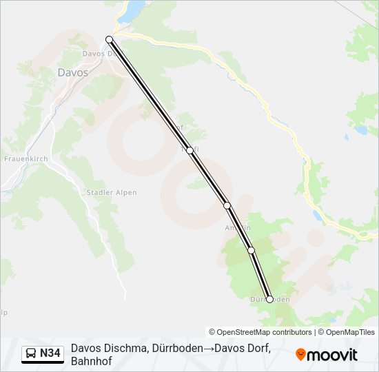 N34 Bus Line Map