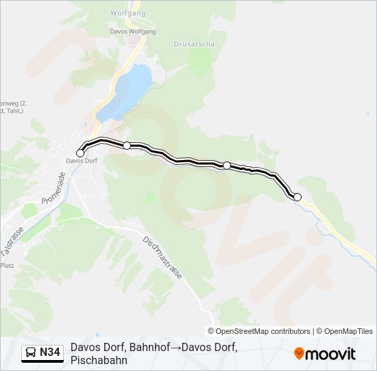 N34 Bus Line Map