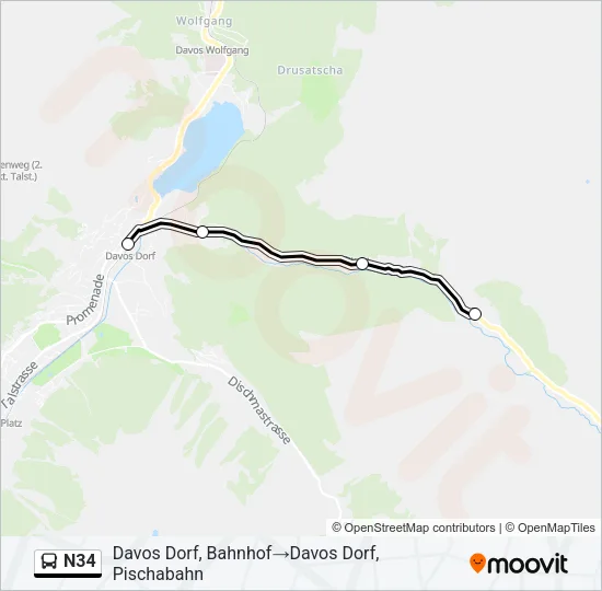 N34 Bus Line Map