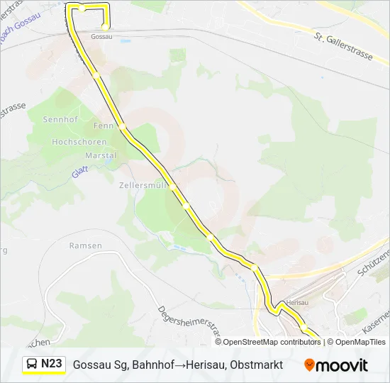 N23 Bus Line Map