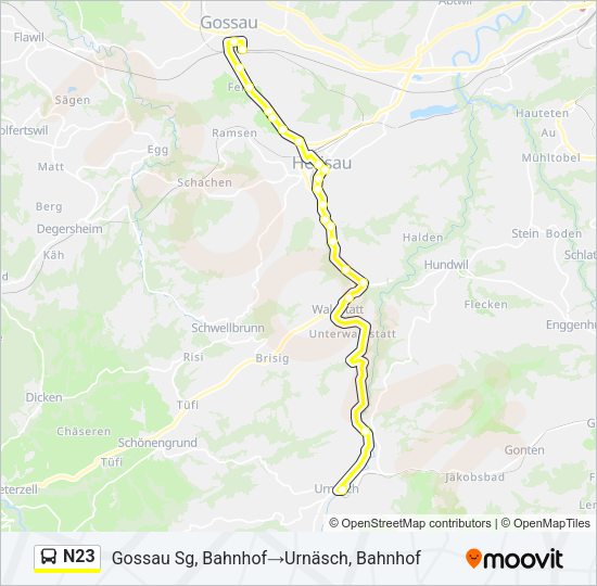 N23 Bus Line Map