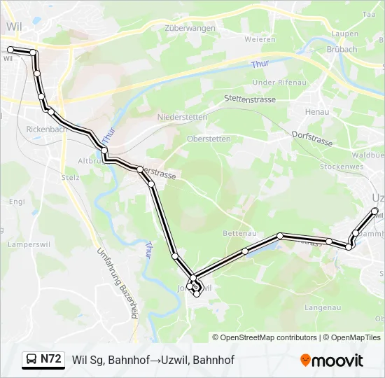 N72 Bus Line Map