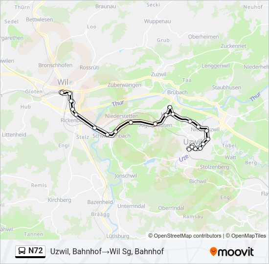 N72 Bus Line Map