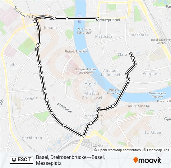 ESC T Light Rail Line Map