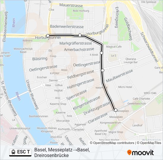 ESC T Light Rail Line Map