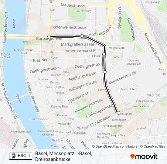 ESC T Light Rail Line Map