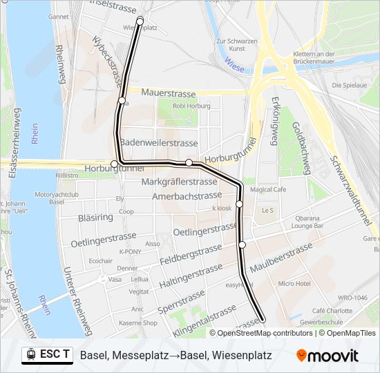 ESC T Light Rail Line Map
