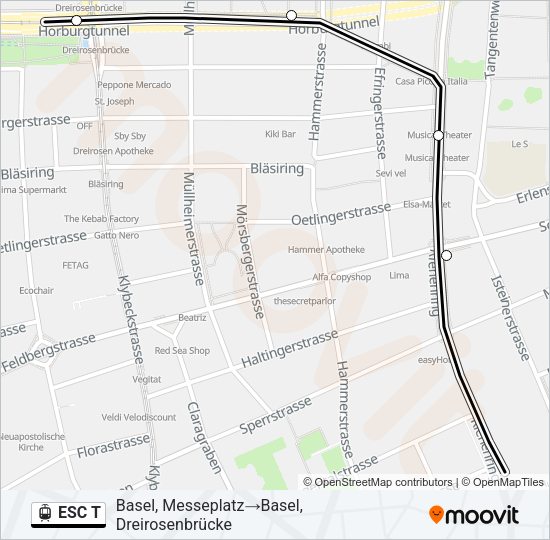 ESC T Light Rail Line Map
