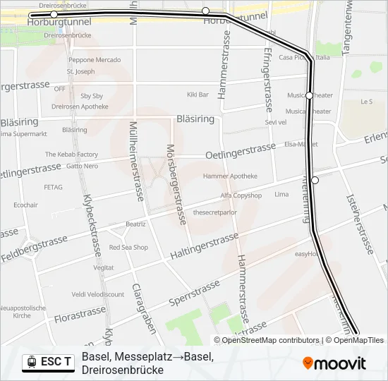 ESC T Light Rail Line Map