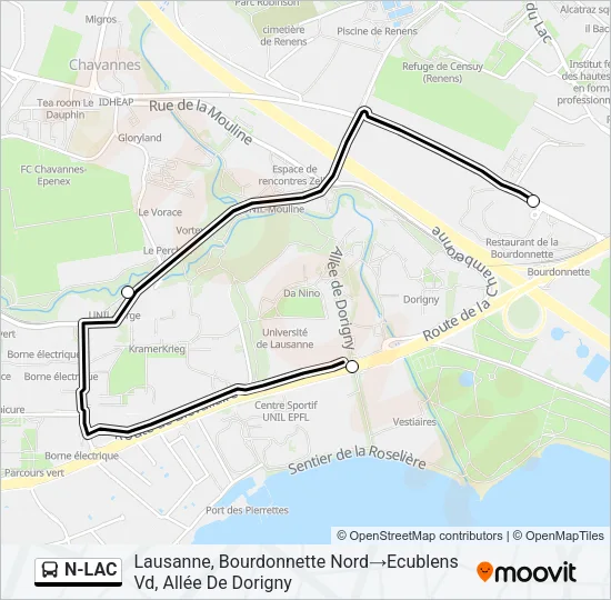 N-LAC Bus Line Map