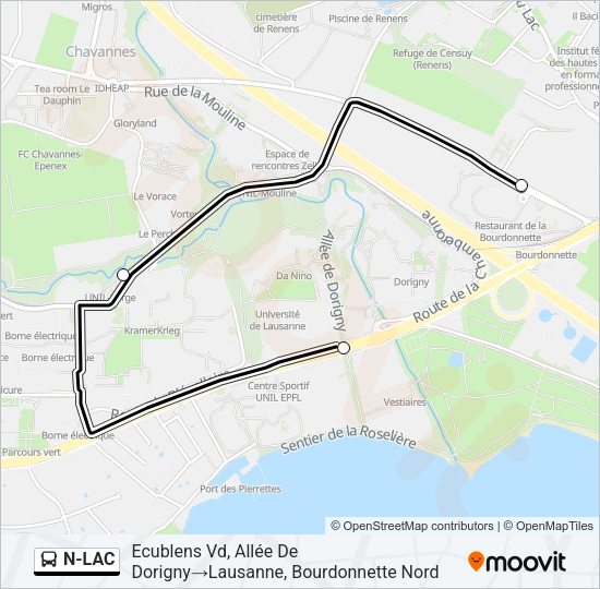 N-LAC Bus Line Map