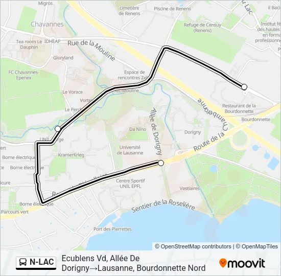 N-LAC Bus Line Map