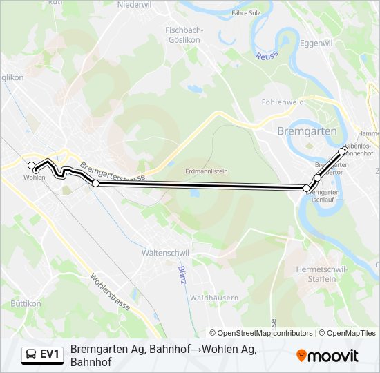 EV1 Bus Line Map
