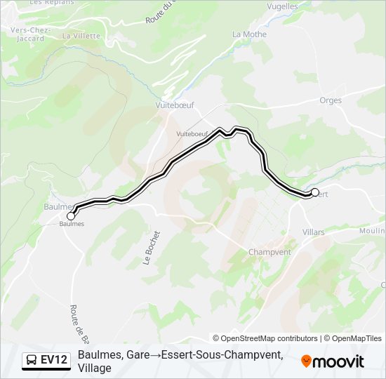 EV12 Bus Line Map