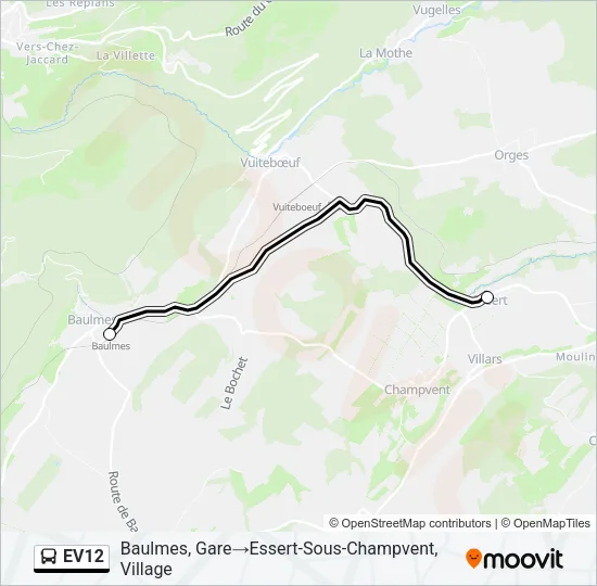 EV12 Bus Line Map