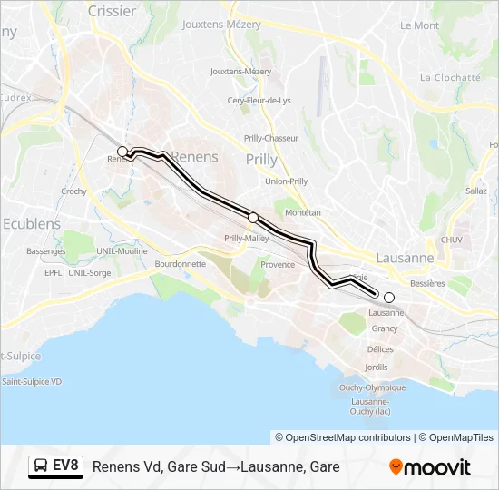 EV8 Bus Line Map