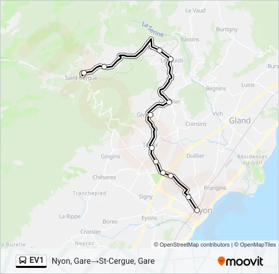 EV1 Bus Line Map