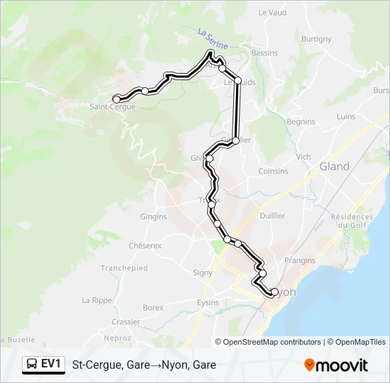 EV1 Bus Line Map