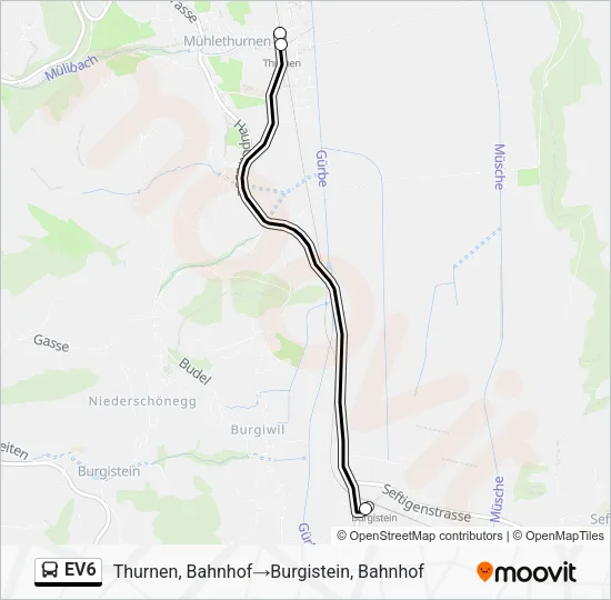EV6 Bus Line Map
