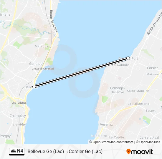 Plan de la ligne N4 de ferry