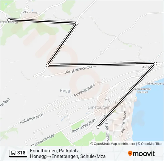 Plan de la ligne 318 de bus