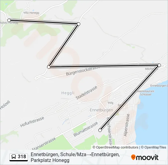 Plan de la ligne 318 de bus