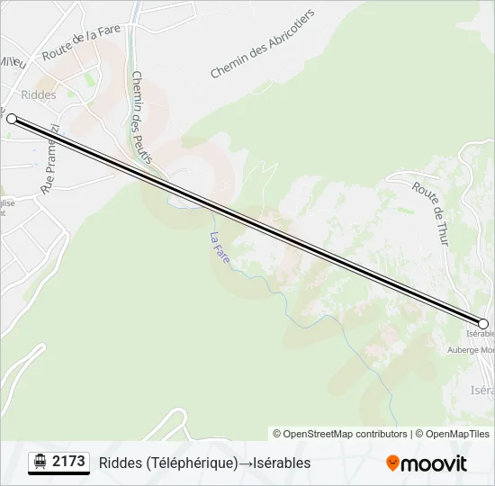 Plan de la ligne 2173 de téléphérique