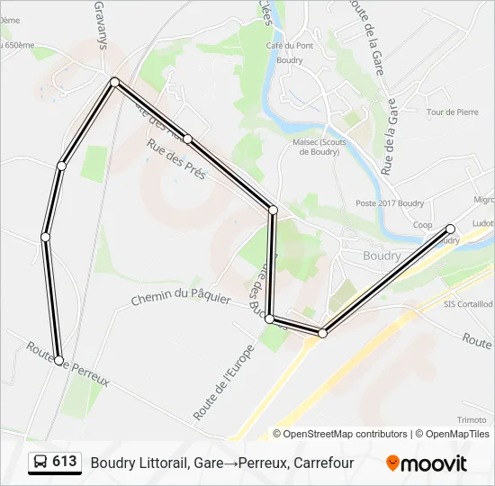 613 Bus Line Map