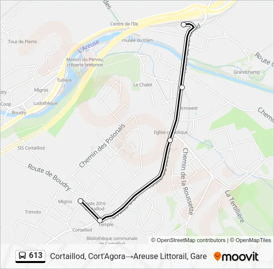 613 Bus Line Map