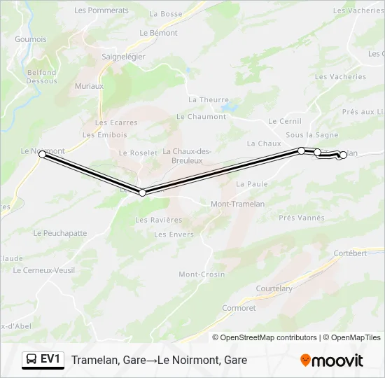 EV1 Bus Line Map