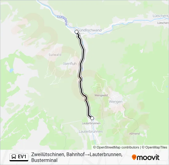 EV1 Bus Line Map