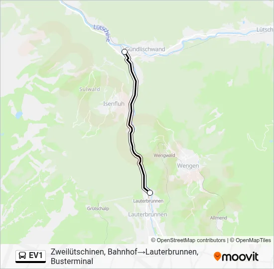 EV1 Bus Line Map