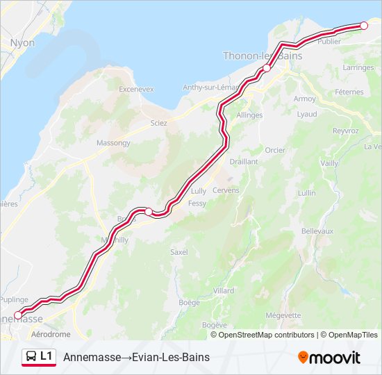 Plan de la ligne L1 de bus