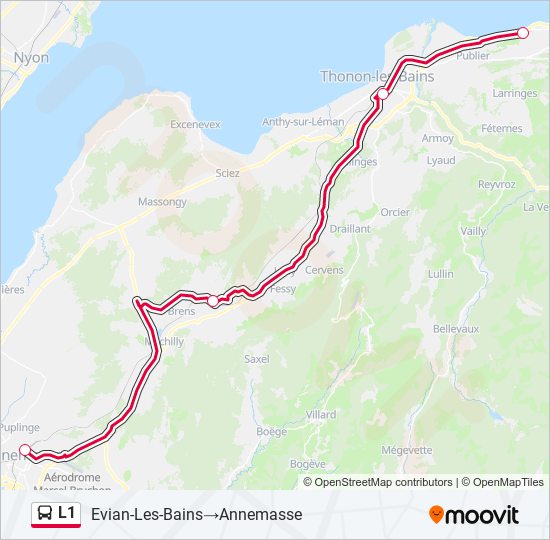 Plan de la ligne L1 de bus