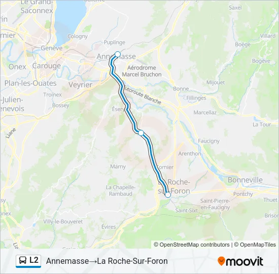 Plan de la ligne L2 de bus