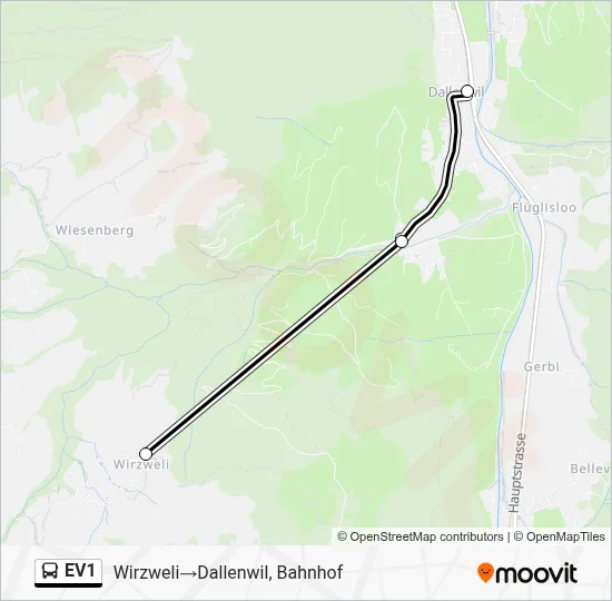 EV1 Bus Line Map