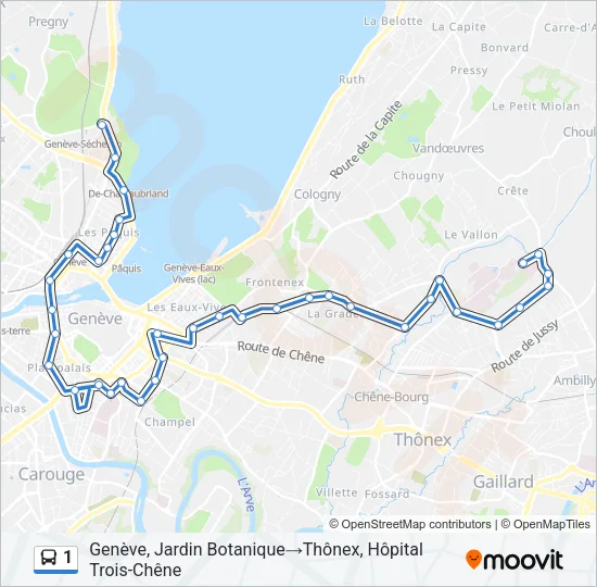Plan de la ligne 1 de bus