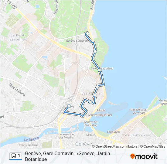 Plan de la ligne 1 de bus