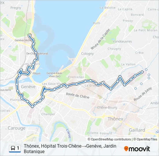 Plan de la ligne 1 de bus