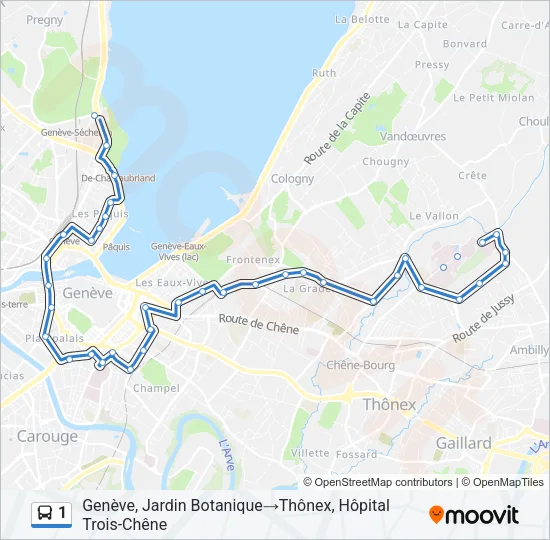 Plan de la ligne 1 de bus