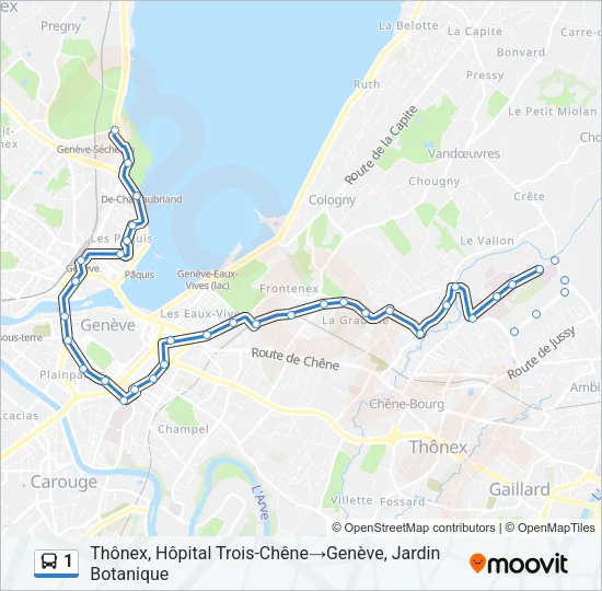 Plan de la ligne 1 de bus