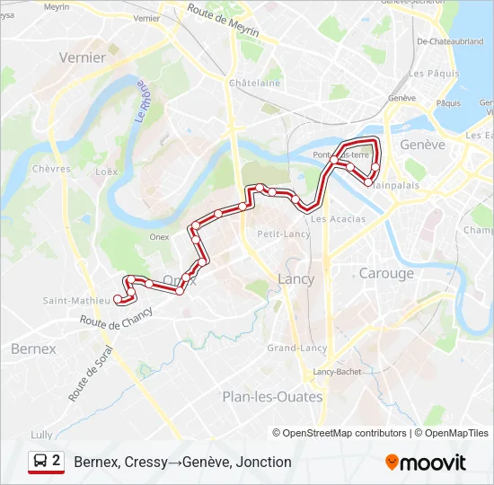 Plan de la ligne 2 de bus