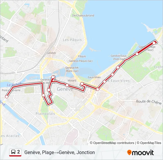 Plan de la ligne 2 de bus