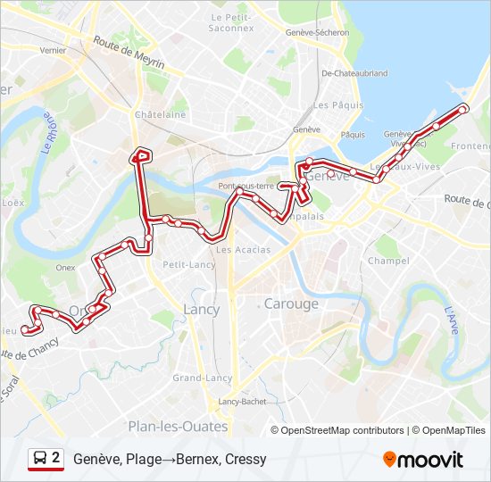 Plan de la ligne 2 de bus