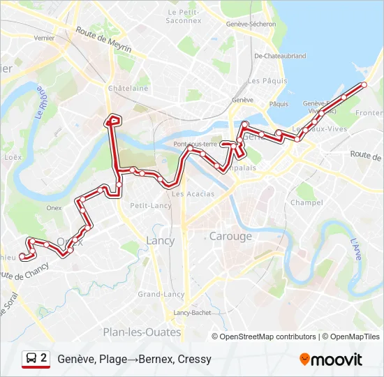 Plan de la ligne 2 de bus
